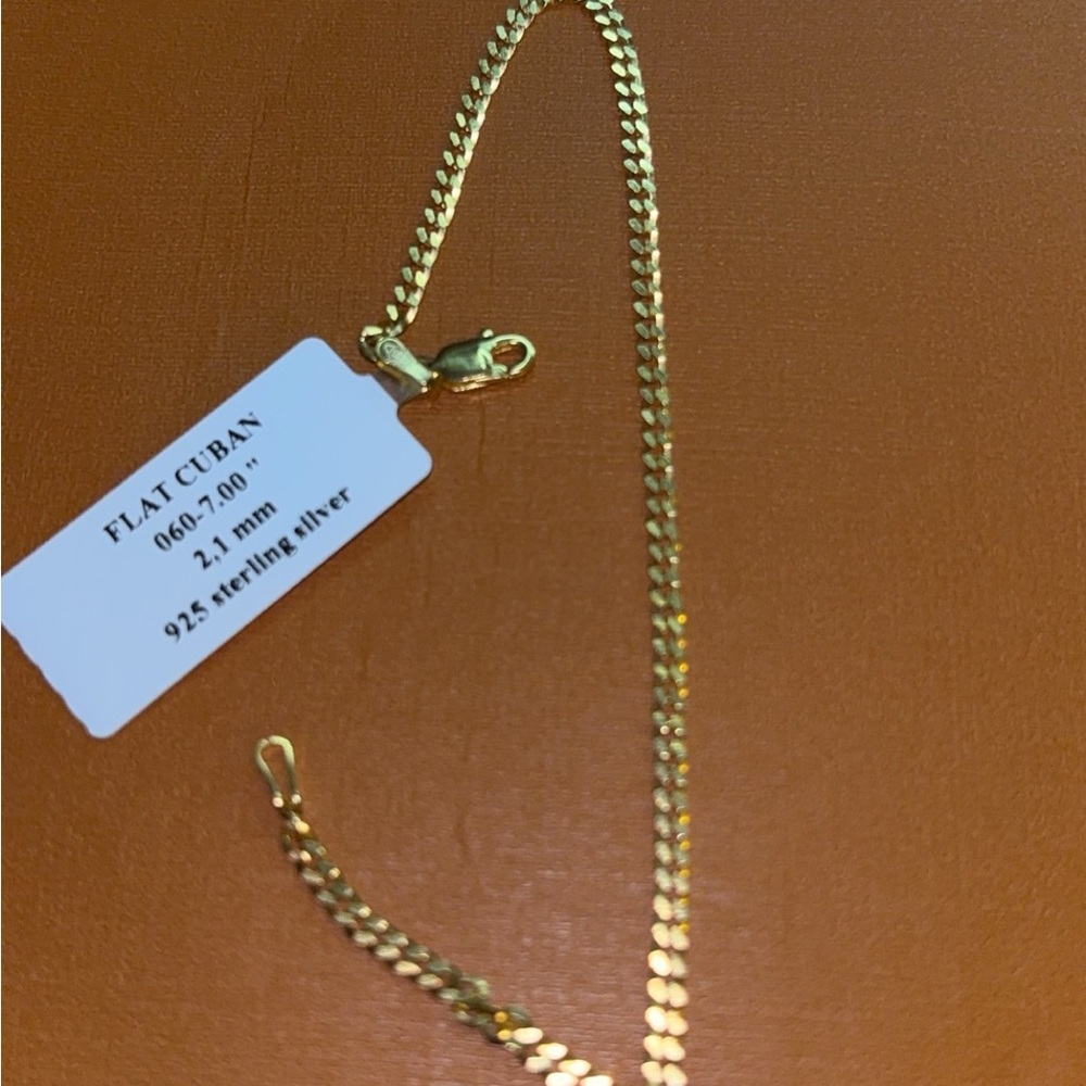 Flat Cuban 6-7” 2.1 mm Gold Over Sterling Silver $135